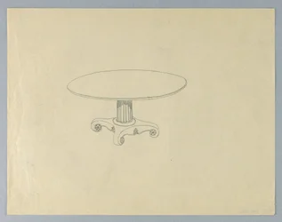 Ontwerp voor ronde eettafel op rolachtige poten